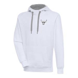 Antigua Chicago Chic Bulls White Metallic Logo Victory Raglan Pullover Hoodie