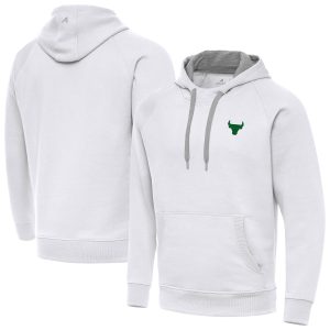 Antigua Chicago Bulls White St. Patrick's Day Victory Raglan Eye - catching Pullover Hoodie