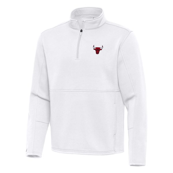 Antigua Chicago Bulls White Twist Quarter Zip Elegant Pullover Top