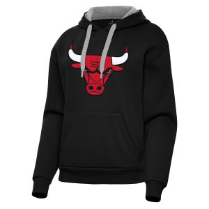 Antigua Chicago Bulls Stylish Women's Black Victory Pullover Hoodie