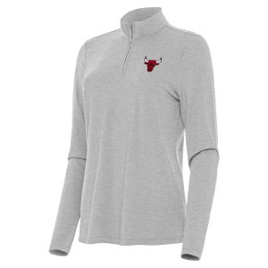 Antigua Eye - catching Chicago Bulls Women's Heather Gray Bright Quarter Zip Top