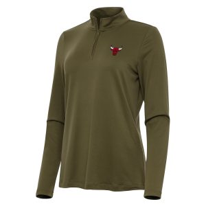 Antigua Chicago Bulls Women's Olive Reprocess Quarter Zip Stylish Top