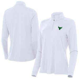 Antigua Chicago Bulls Women's White St. Patrick's Day Intent Quarter Zip Top Chic