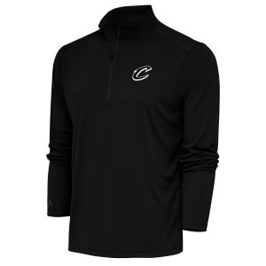 Antigua Cleveland Cavaliers Black Metallic Gorgeous Logo Tribute Quarter Zip Top