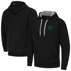 Antigua Cleveland Cavaliers Black St. Stylish Patrick's Day Victory Raglan Pullover Hoodie