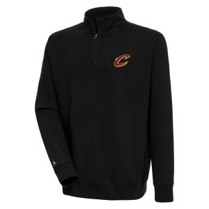 Antigua Cleveland Cavaliers Black Victory Quarter Eye - catching Zip Pullover Top