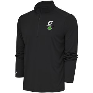 Antigua Cleveland Cavaliers Charcoal Shamrock Tribute Quarter Stylish Zip Pullover Top