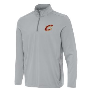 Antigua Premium Cleveland Cavaliers Gray Perilous Quarter Zip Sweatshirt
