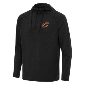 Antigua Cleveland Cavaliers Heather Black Spikes Raglan Quarter Zip Hoodie Chic