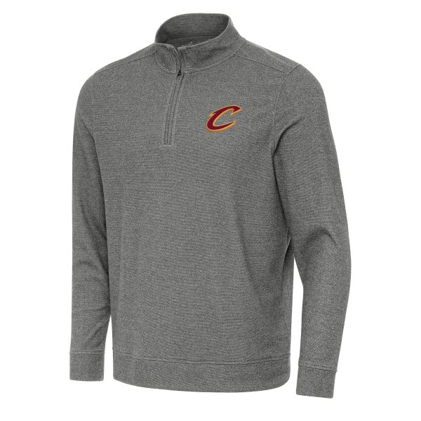 Antigua Cleveland Trendy Cavaliers Heather Black Subtle Quarter Zip Sweatshirt