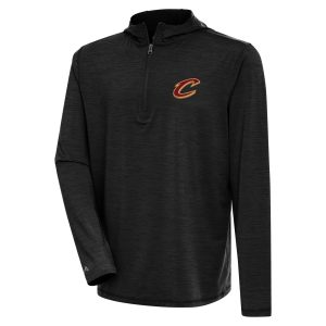 Antigua Cleveland Cavaliers Heather Black Tidy Quarter Zip Lightweight Premium Pullover Top