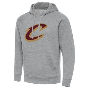 Antigua Cleveland Eye - catching Cavaliers Heather Gray Big & Tall Victory Raglan Pullover Hoodie