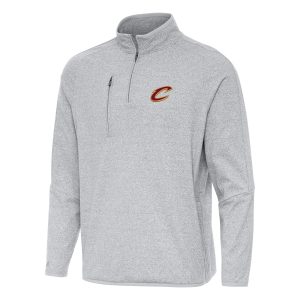 Antigua Cleveland Elegant Cavaliers Heather Gray Certain Quarter Zip Tri Blend Sweatshirt