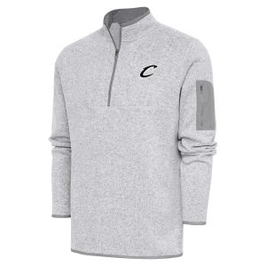 Antigua Cleveland Cavaliers Heather Gray Metallic Unique Logo Fortune Quarter Zip Jacket