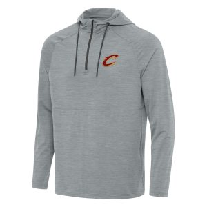 Antigua Cleveland Cavaliers Heather Elegant Gray Spikes Raglan Quarter Zip Hoodie