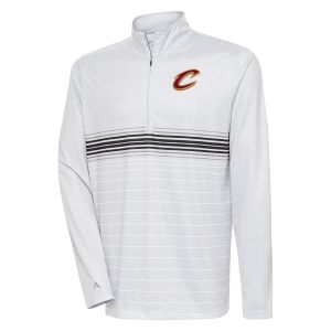 Antigua Stylish Cleveland Cavaliers Heather Gray/Black Bullseye Quarter Zip Pullover Top