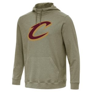 Antigua Cleveland Cavaliers Heather Olive Cloud Pullover Premium Hoodie