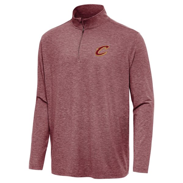Antigua Cleveland Cavaliers Heather Wine Trendy Hunk Quarter Zip Top