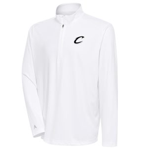 Antigua Cleveland Cavaliers White Metallic Logo Tribute Unique Quarter Zip Top