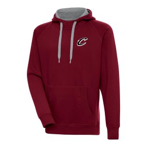 Antigua Cleveland Cavaliers Wine Metallic Logo Victory Raglan Pullover Hoodie Premium