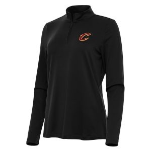 Antigua Cleveland Cavaliers Women's Black Premium Reprocess Quarter Zip Top