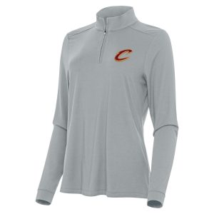 Antigua Cleveland Cavaliers Women's Gray Intent Gorgeous Quarter Zip Top
