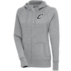 Antigua Cleveland Cavaliers Women's Heather Gray Brushed Stylish Metallic Victory Full Zip Hoodie