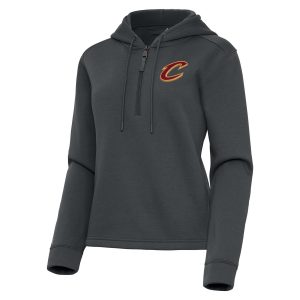 Antigua Cleveland Cavaliers Eye - catching Women's Pewter Contemporary Quarter Zip Hoodie