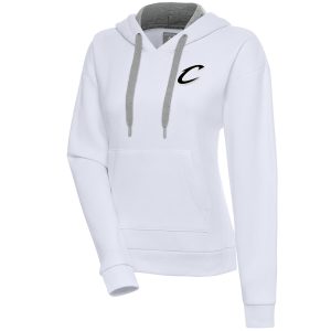 Antigua Cleveland Cavaliers Women's White Trendy Brushed Metallic Victory Pullover Hoodie