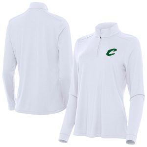 Antigua Cleveland Cavaliers Women's Chic White St. Patrick's Day Intent Quarter Zip Top