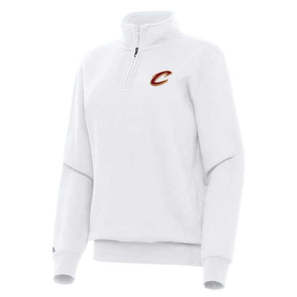 Antigua Cleveland Cavaliers Women's White Victory Unique Quarter Zip Sweatshirt