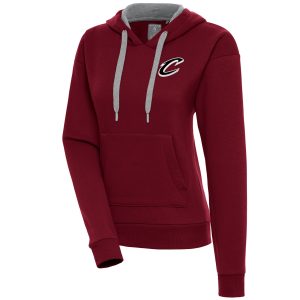 Antigua Cleveland Cavaliers Women's Wine Brushed Chic Metallic Victory Pullover Hoodie