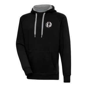 Antigua Dallas Mavericks Black Gorgeous Metallic Logo Victory Raglan Pullover Hoodie