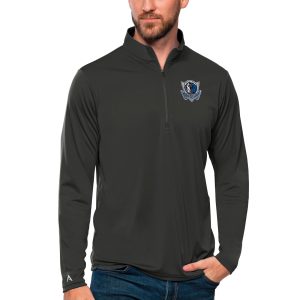 Antigua Dallas Mavericks Charcoal Fabulous Tribute Quarter Zip Pullover Top