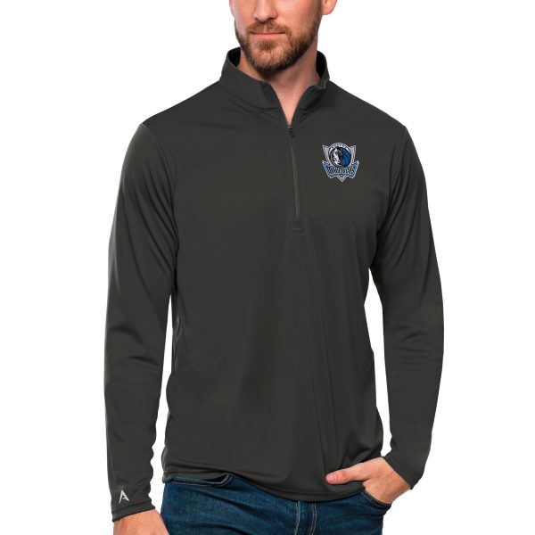 Antigua Dallas Mavericks Charcoal Fabulous Tribute Quarter Zip Pullover Top