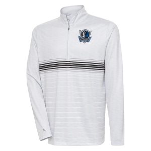 Antigua Dallas Mavericks Heather Elegant Gray/Black Bullseye Quarter Zip Pullover Top