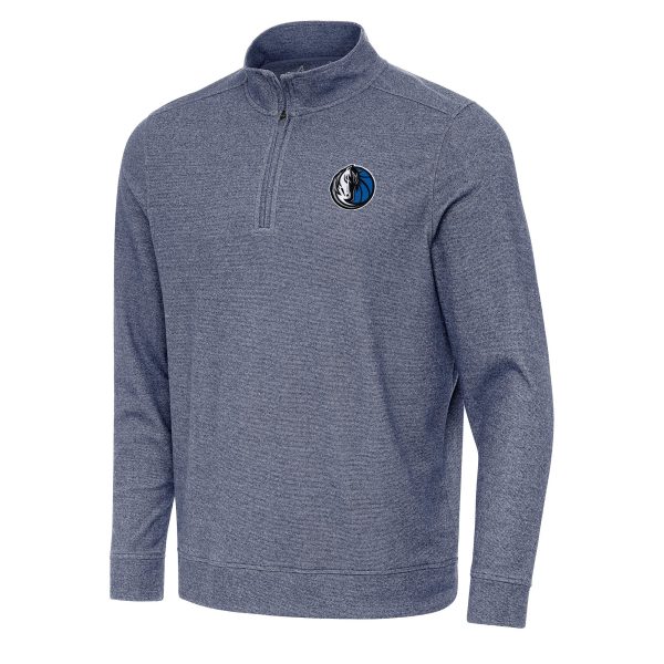 Antigua Fabulous Dallas Mavericks Heather Navy Subtle Quarter Zip Sweatshirt