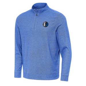 Antigua Fabulous Dallas Mavericks Heather Royal Subtle Quarter Zip Sweatshirt