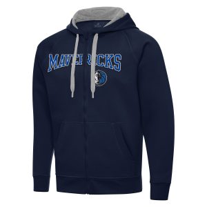 Antigua Dallas Mavericks Navy Big & Tall Victory Full Zip Hoodie Jacket Premium