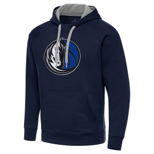Antigua Dallas Mavericks Navy Unique Big & Tall Victory Raglan Pullover Hoodie