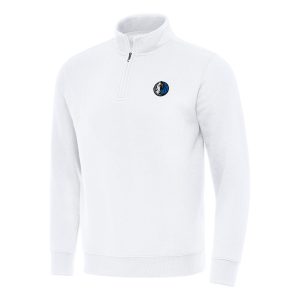 Antigua Dallas Mavericks White Victory Quarter Zip Mock Unique Sweatshirt