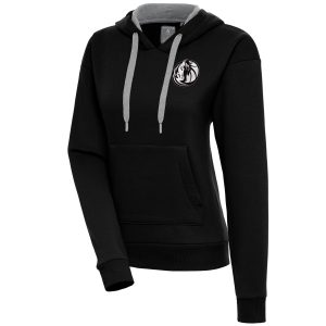 Antigua Dallas Mavericks Women's Black Brushed Metallic Chic Victory Pullover Hoodie