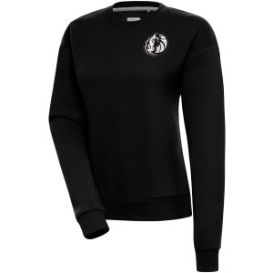 Antigua Dallas Mavericks Premium Women's Black Brushed Metallic Victory Pullover Sweatshirt