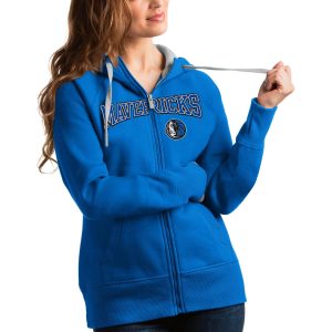 Antigua Dallas Mavericks Women's Fabulous Blue Team Victory Full Zip Hoodie