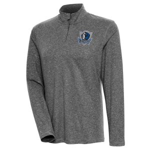 Antigua Unique Dallas Mavericks Women's Heather Black Confront Quarter Zip Pullover Top