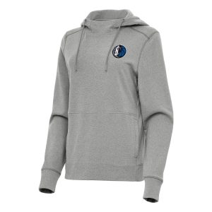 Antigua Dallas Mavericks Women's Heather Gray Justice Pullover Hoodie Elegant