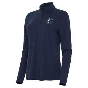 Antigua Dallas Mavericks Stylish Women's Heather Navy Bright Quarter Zip Top