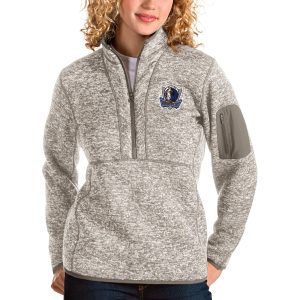 Antigua Dallas Mavericks Women's Natural Fortune Quarter Stylish Zip Pullover Jacket
