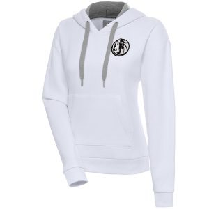 Antigua Dallas Mavericks Women's White Brushed Metallic Victory Pullover Hoodie Fabulous