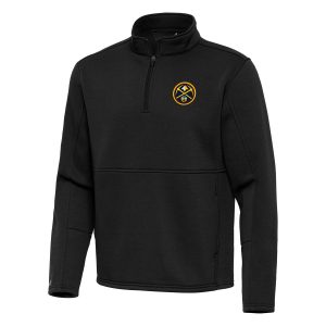 Antigua Denver Nuggets Eye - catching Black Twist Quarter Zip Pullover Top